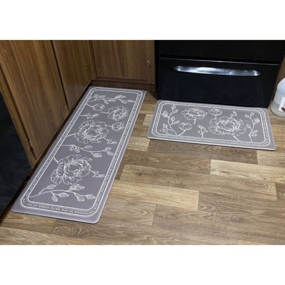 New Kitchen Floor Mat Set of 2, Cushioned Anti Fatigue Mat 17"x59"+17"x29"